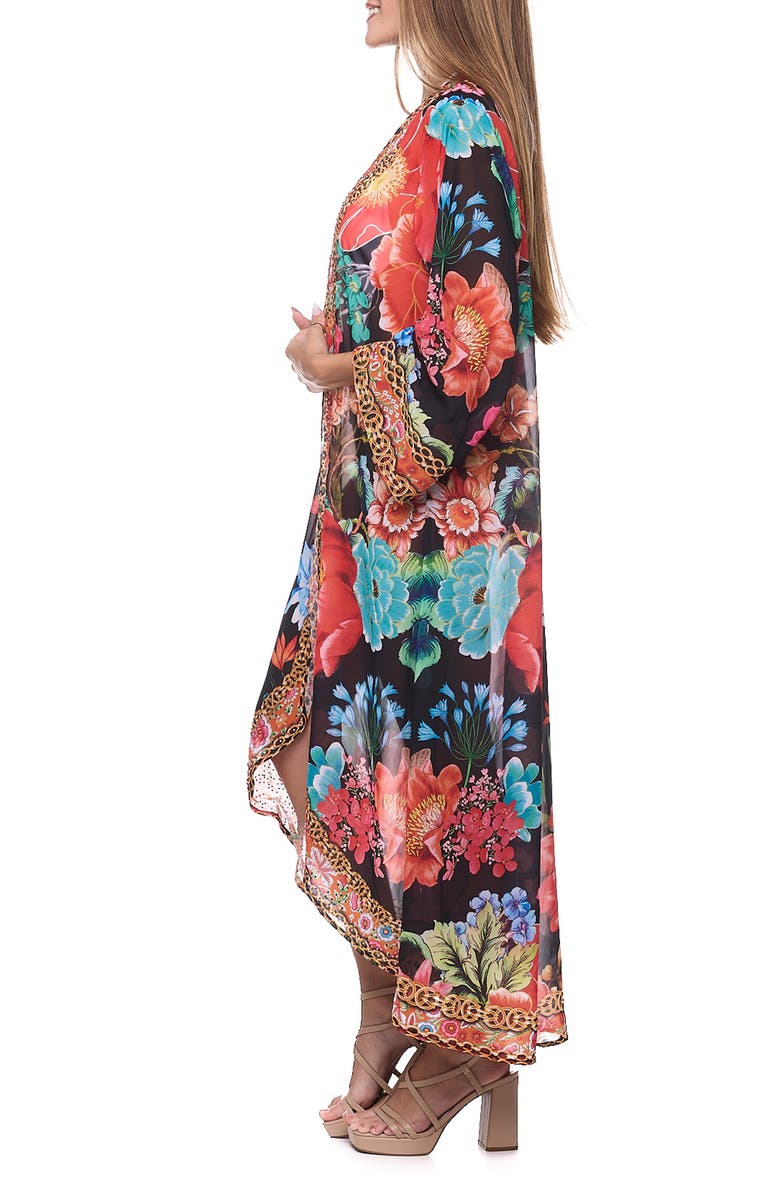 RANEES Floral Duster, Alternate, color, Black
