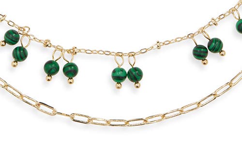 Panacea Malachite Drop Double Row Necklace In Green