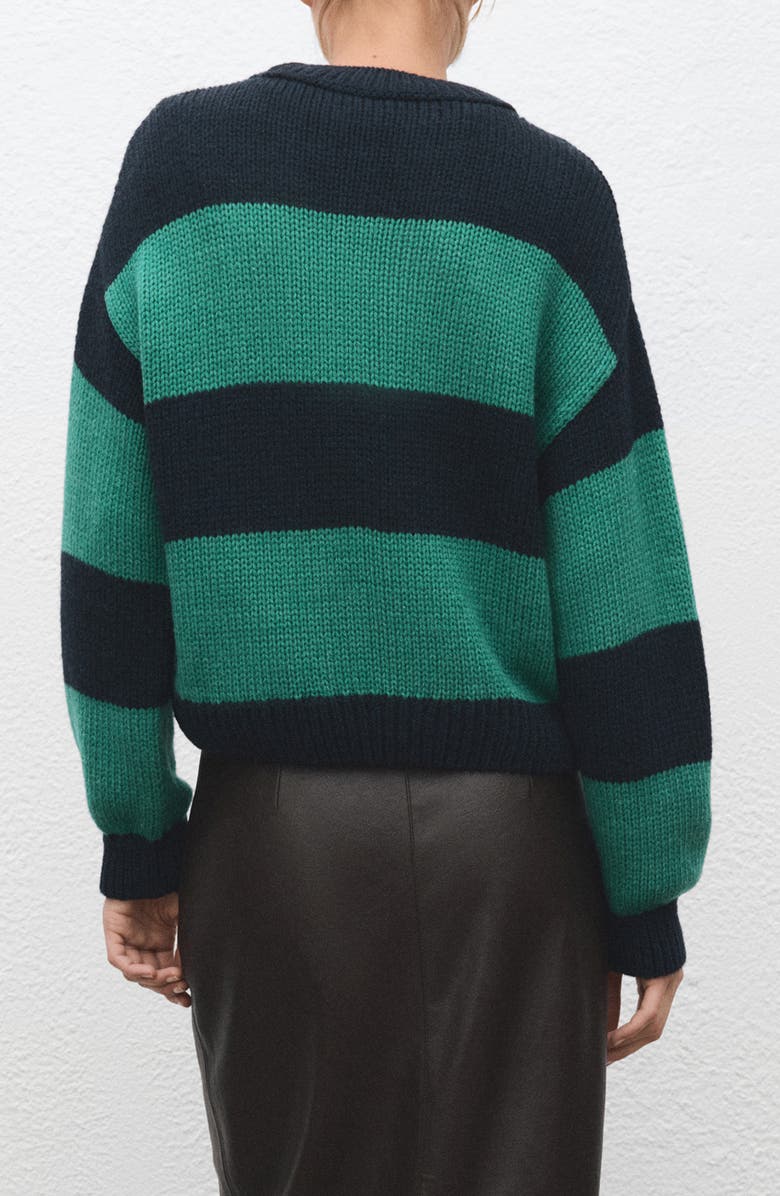 MANGO Knit Striped Sweater, Alternate, color, Green