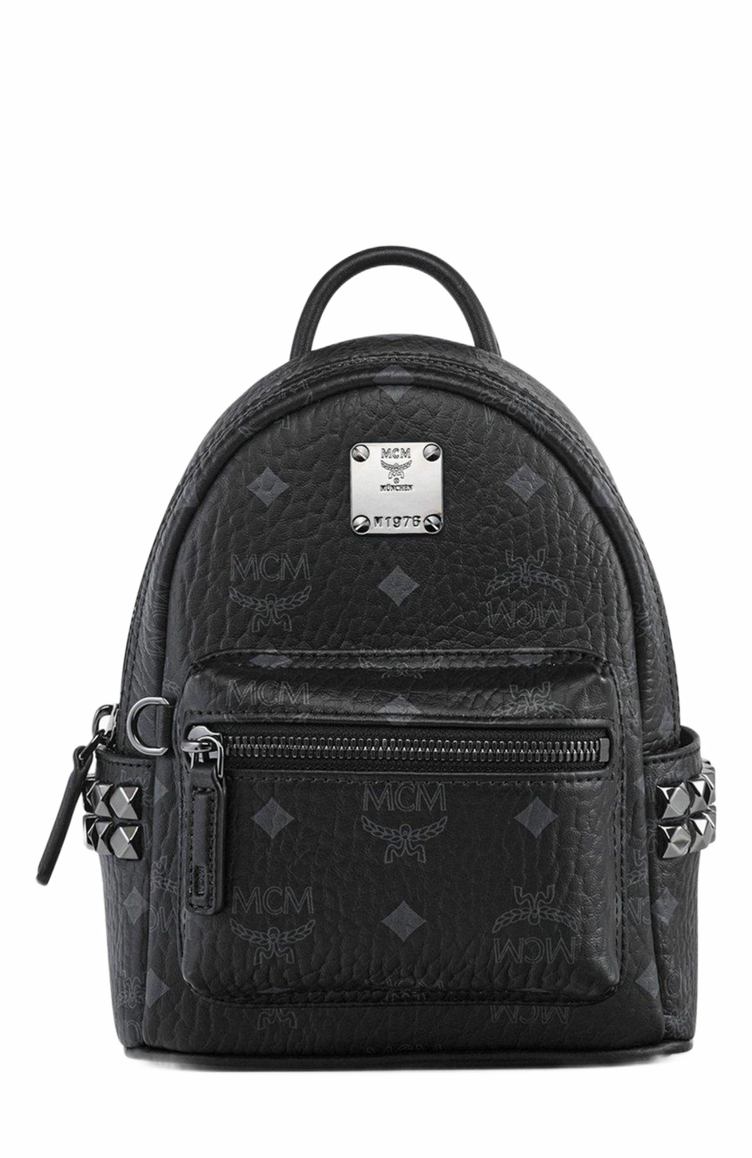 MCM Stark Bebe Boo Side Studs Backpack in Visetos, Main, color, 