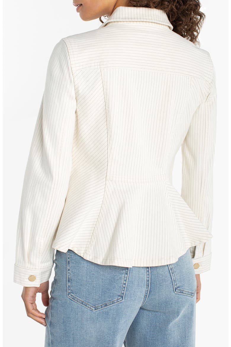 Stripe Fit & Flare Denim Trucker Jacket, Alternate, color, NAUTICAL STRIPE