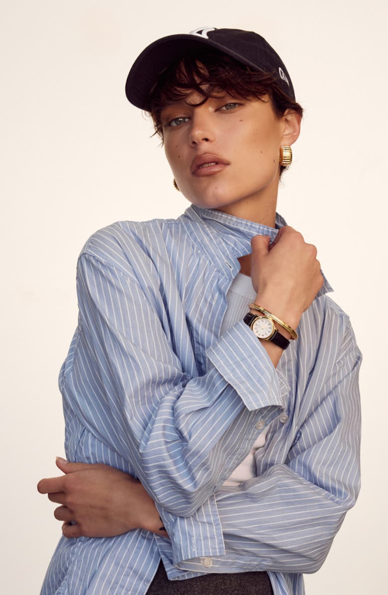 Luv AJ Remy Ridged Hoop Earrings, Alternate, color, Gold