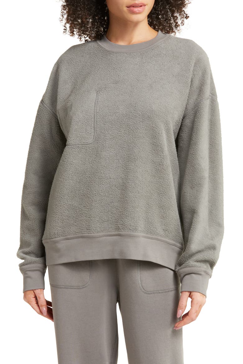 Silksweats™ Oversize Cotton Blend Pajama Sweatshirt, Alternate, color, EBBING FOG