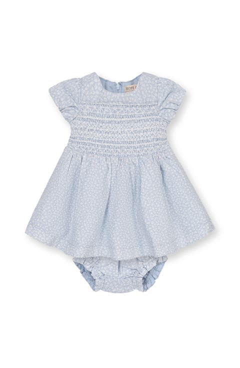 Linen Smocked Puff Sleeve Dress (Baby)