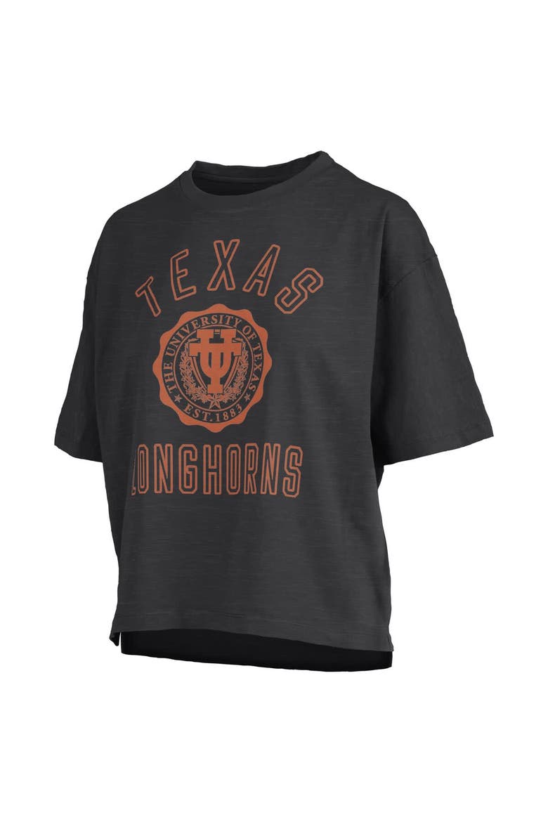 Women's Pressbox Black Texas Longhorns Motley Crew Bishop Waist Length Oversized Slub T-Shirt, Alternate, color, Black