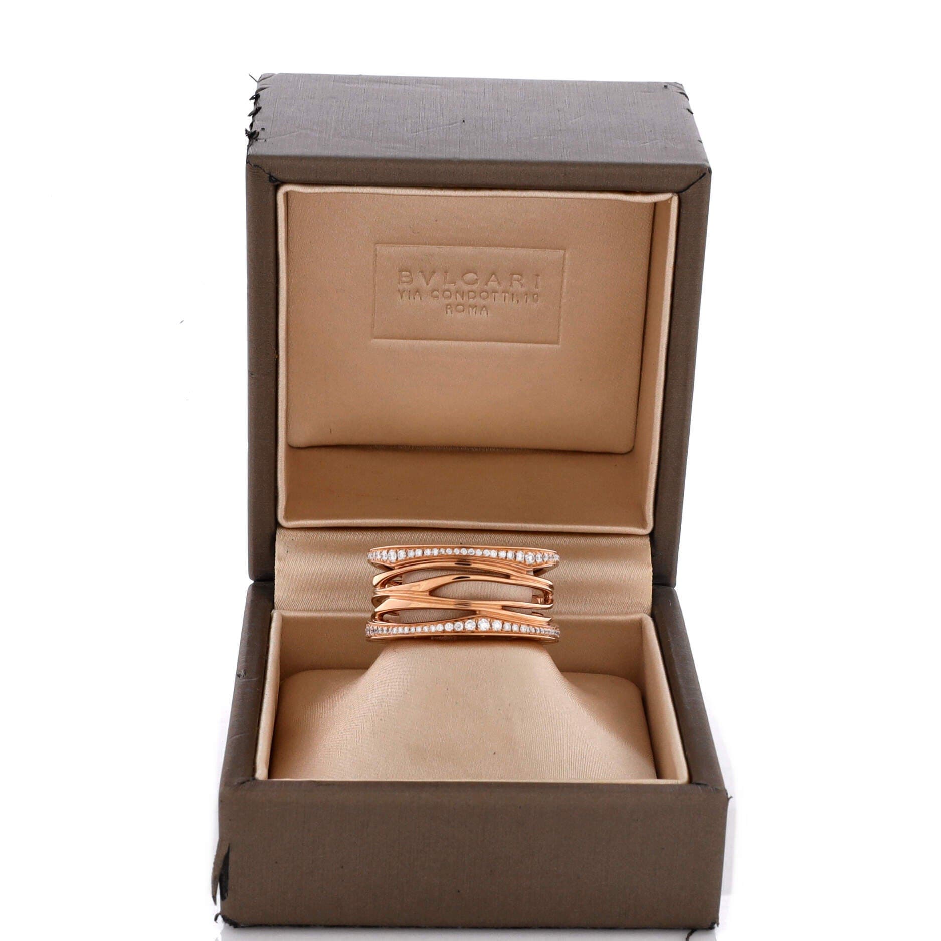 B.Zero1 Design Legend Zaha Hadid Four Band Ring 18K Rose Gold with Diamonds, Alternate, color, Metallic Gold