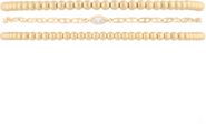 CUFFED BY NANO Marquise Bezel Dainty 14k Gold Filled Chain and Bead Bracelet Three Stack