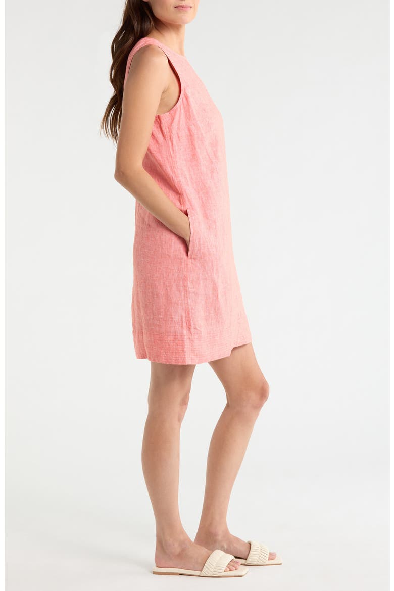 Two Palms Trapunto Linen A-Line Dress, Alternate, color, EMBER RED