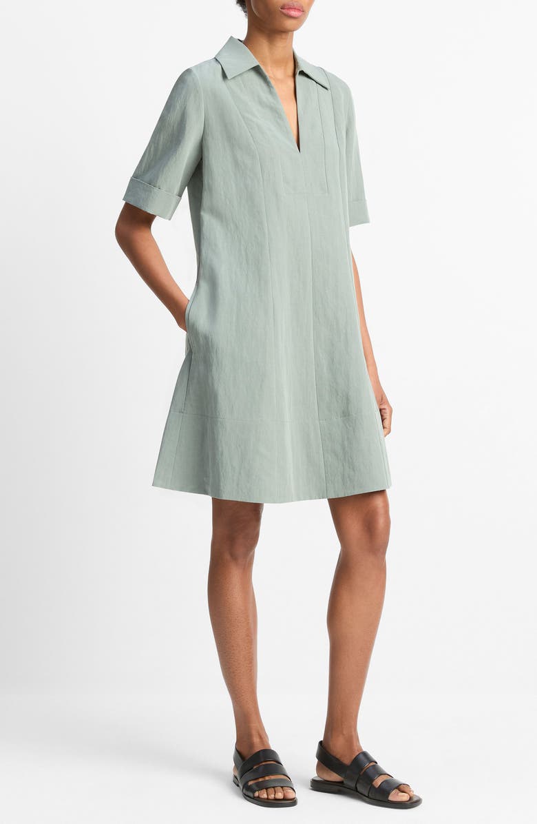 Vince Collar A-Line Dress, Main, color, Clay Sage