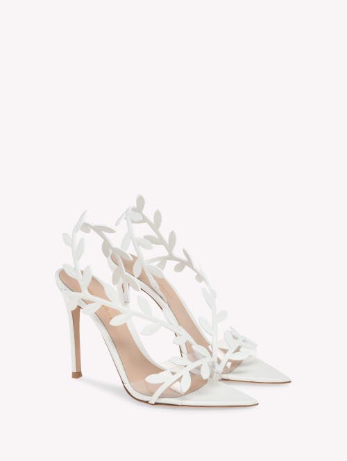 Gianvito Rossi Leaf 85 Leather And Pvc Slingback Sandals In White