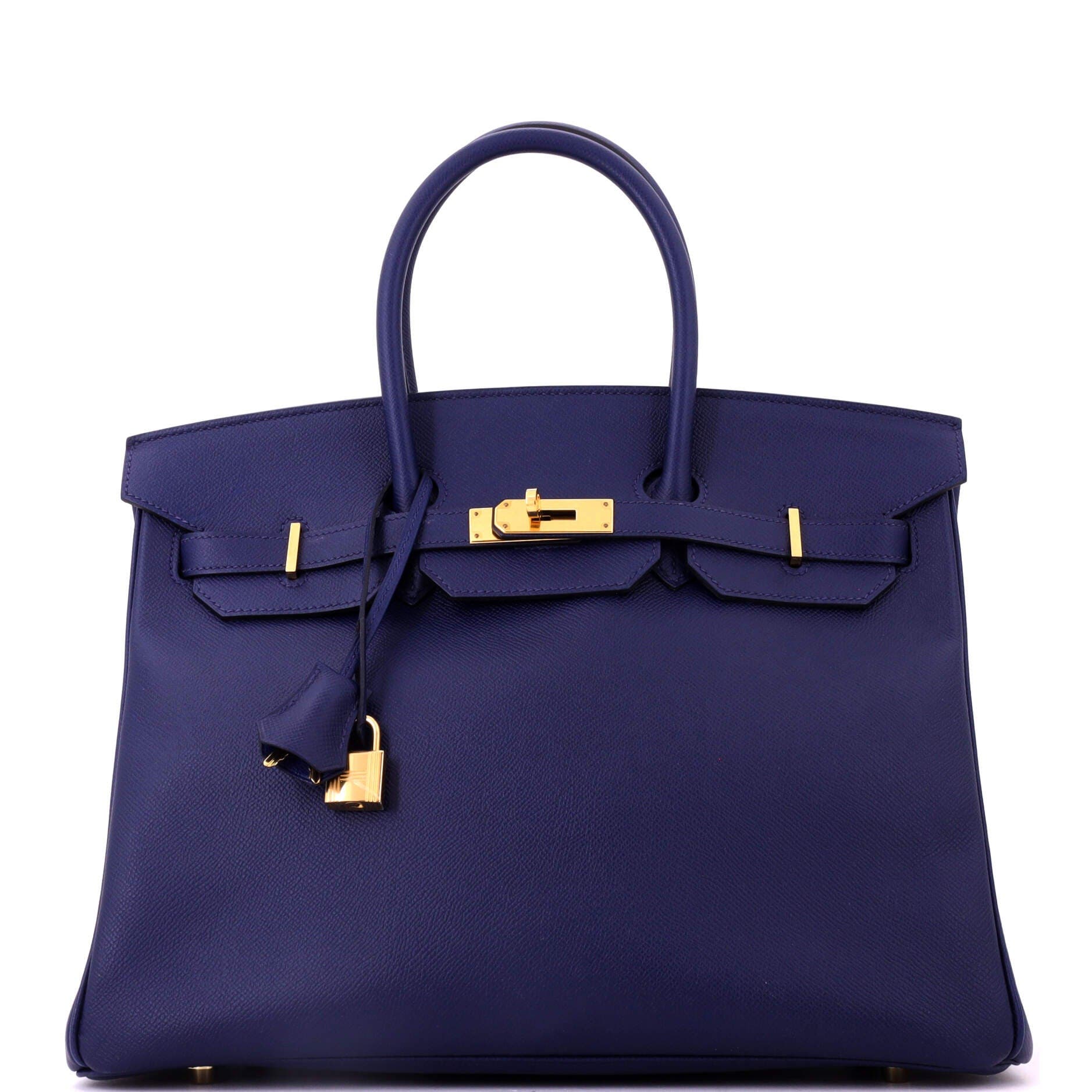 Pre-Owned Hermes Birkin Handbag Blue Epsom with Gold Hardware 35, Main, color, Bleu Saphir