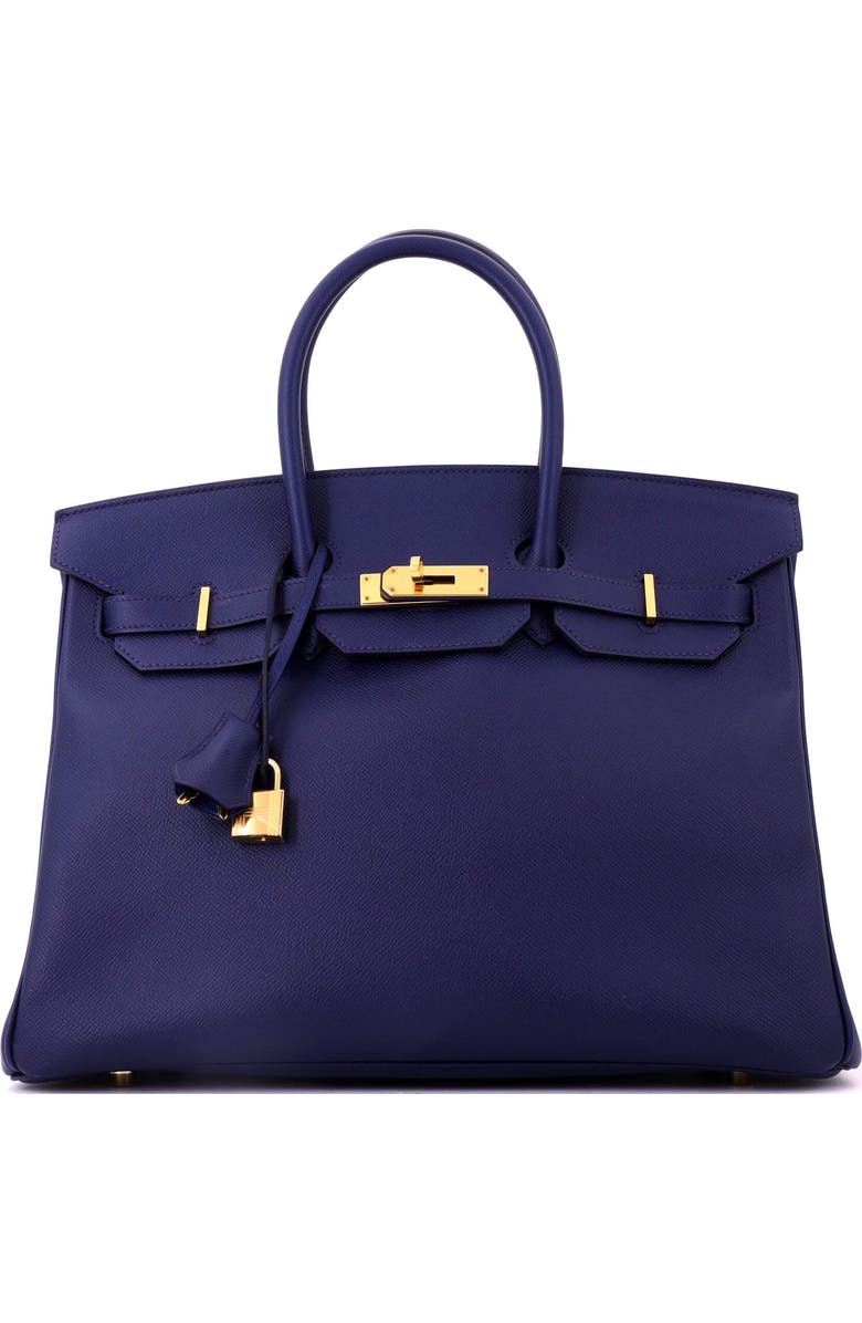 Pre-Owned Hermes Birkin Handbag Blue Epsom with Gold Hardware 35, Main, color, Bleu Saphir
