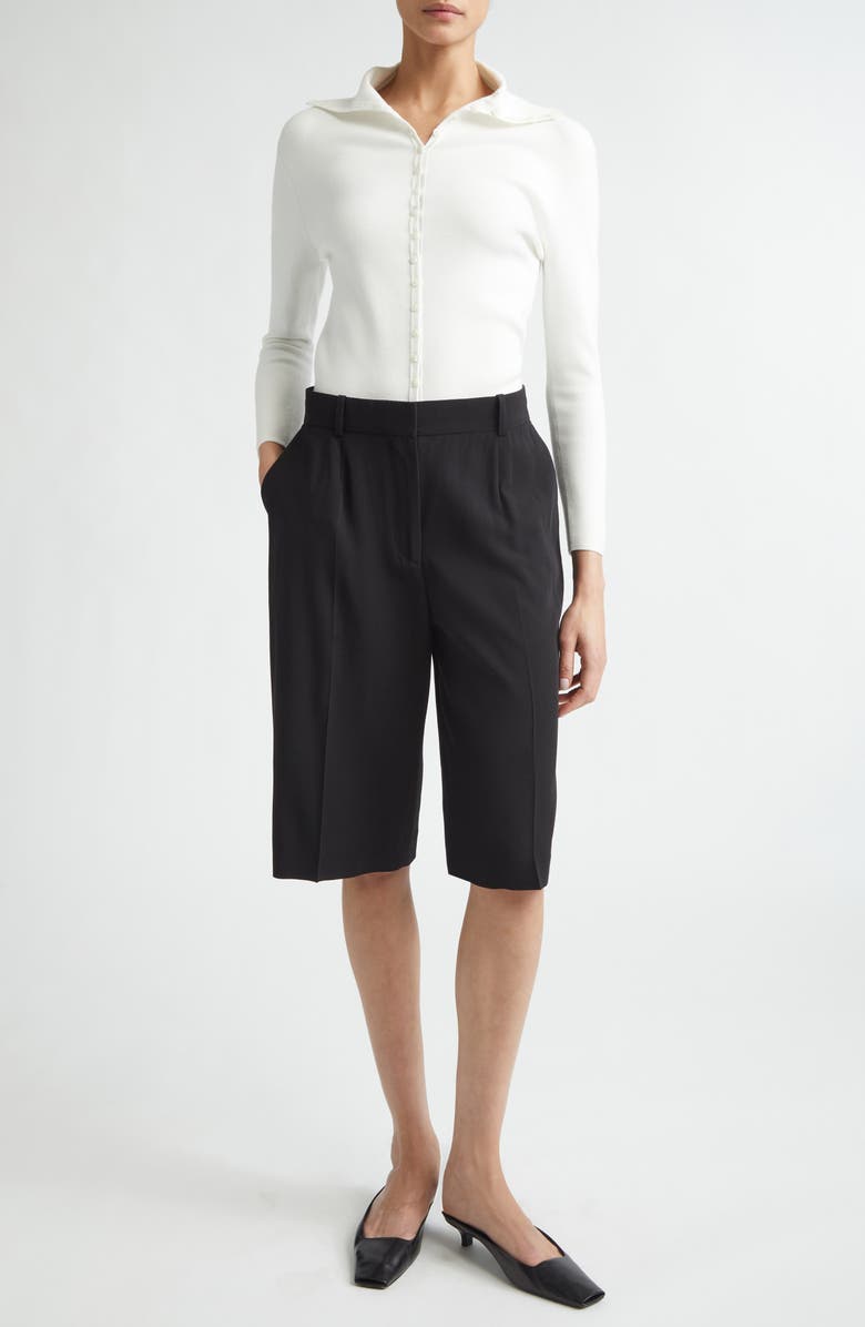 TOTEME Fluid Wide Leg Shorts, Alternate, color, Black