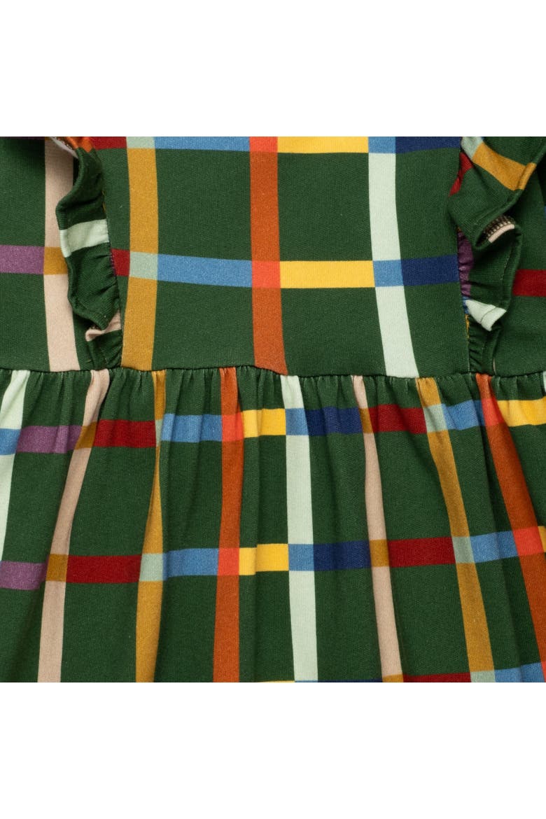 Fall Grid Ruffle Dress, Alternate, color, Green Pastures/Multi