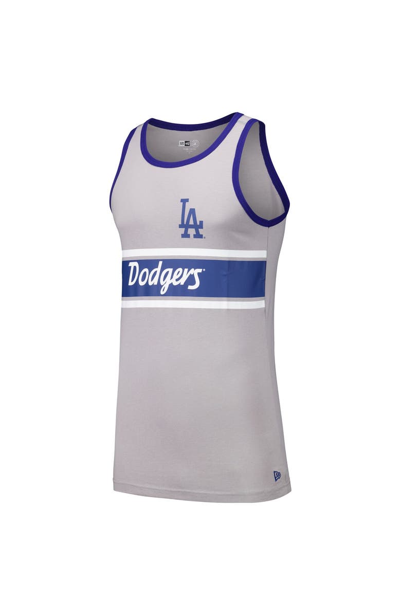 New Era Men's New Era Gray Los Angeles Dodgers Jersey Ringer Tank Top, Alternate, color, 
