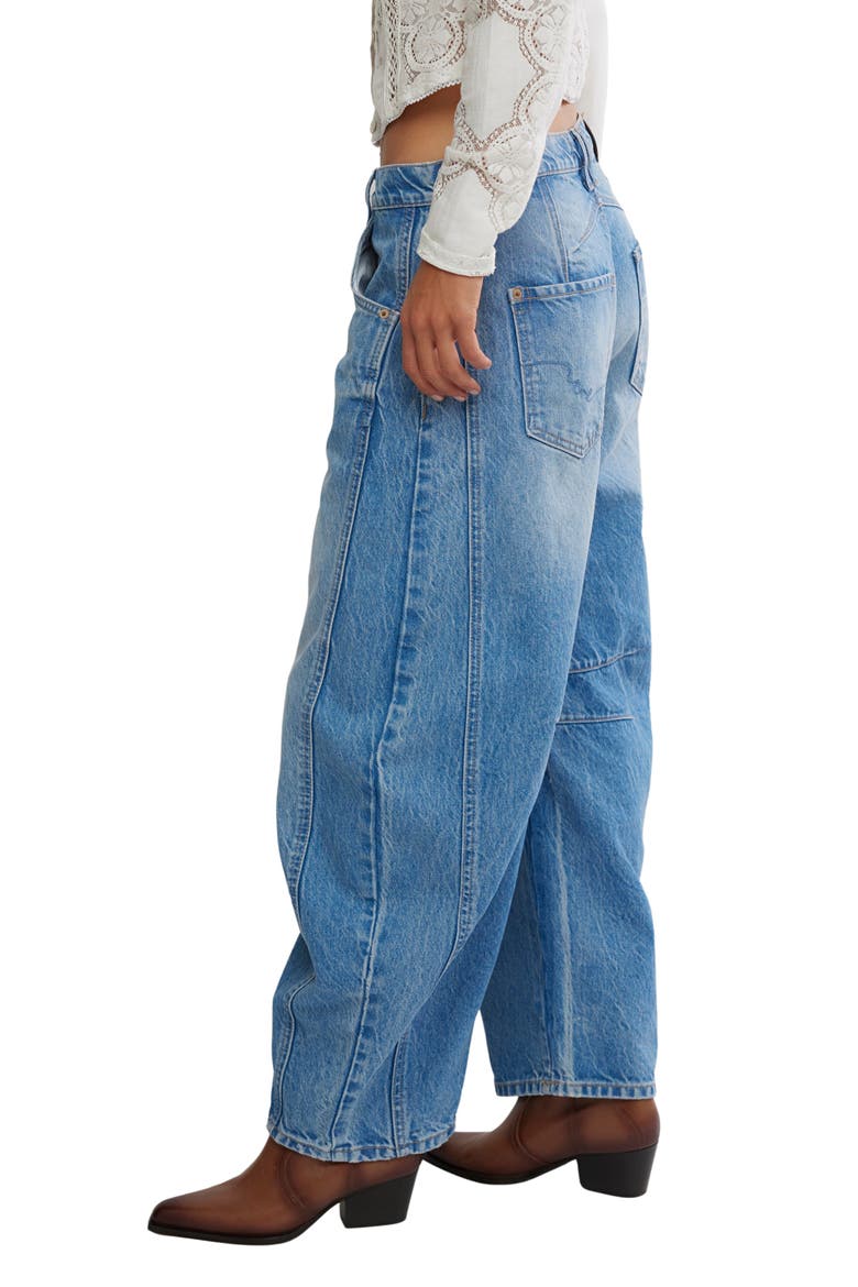 We The Free Good Luck Mid Rise Barrel Leg Jeans, Alternate, color, ULTRA LIGHT BEAM