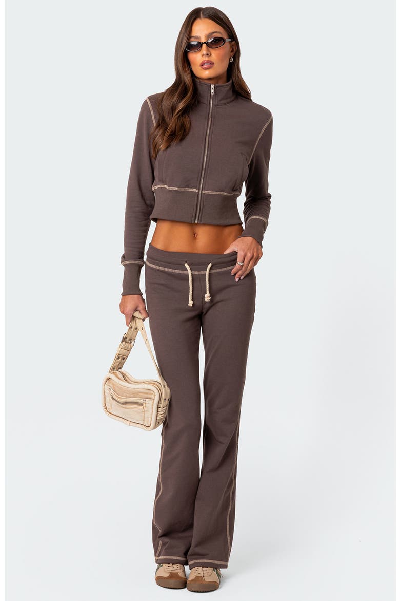 Alexia Crop Sweatshirt, Alternate, color, BROWN