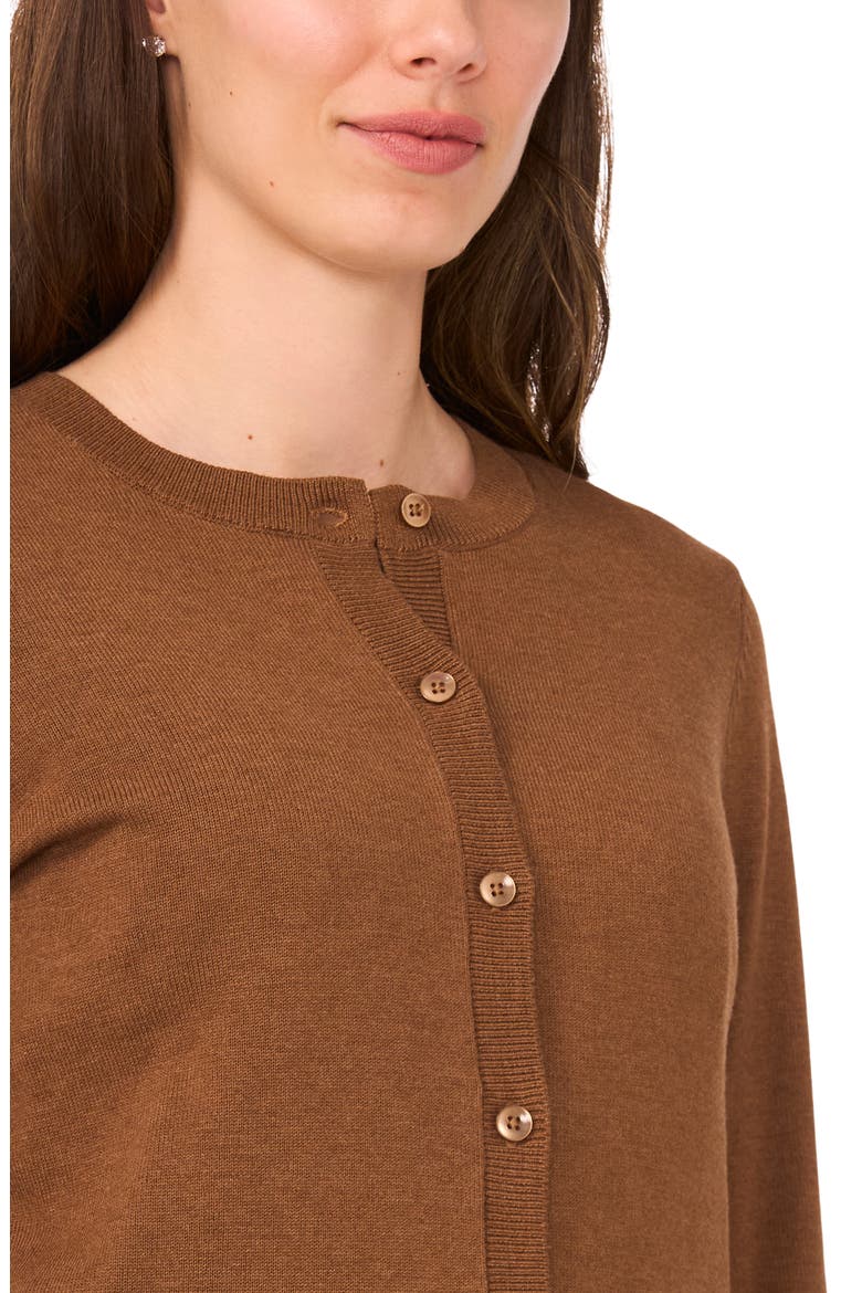 Crewneck Cardigan, Alternate, color, RICH COGNAC