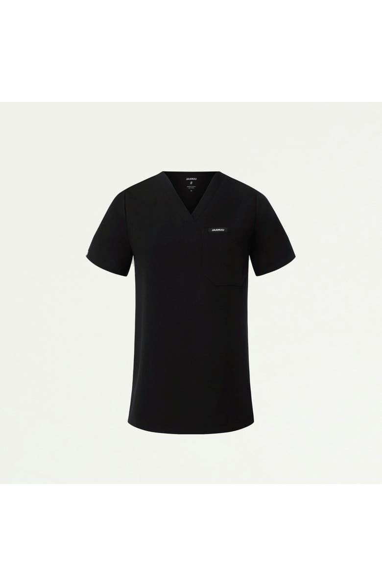 JAANUU Rhena Women's 1-Pocket Slim V-Neck Scrub Top, Alternate, color, Black