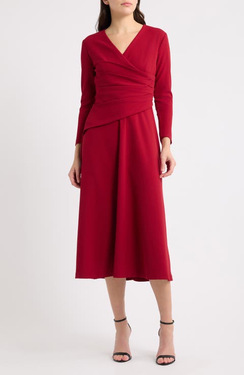 Radiating Dart Wrap Midi Dress