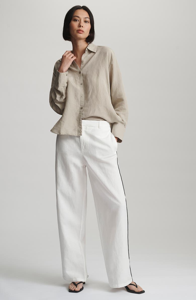 Mavi Jeans Piped High Waist Wide Leg Woven Pants, Alternate, color, Coconut Milk