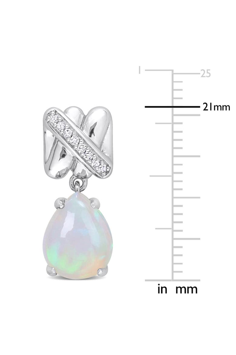 Gemstone & Diamond Pear Drop Earrings 14k, Alternate, color, Opal/White Gold