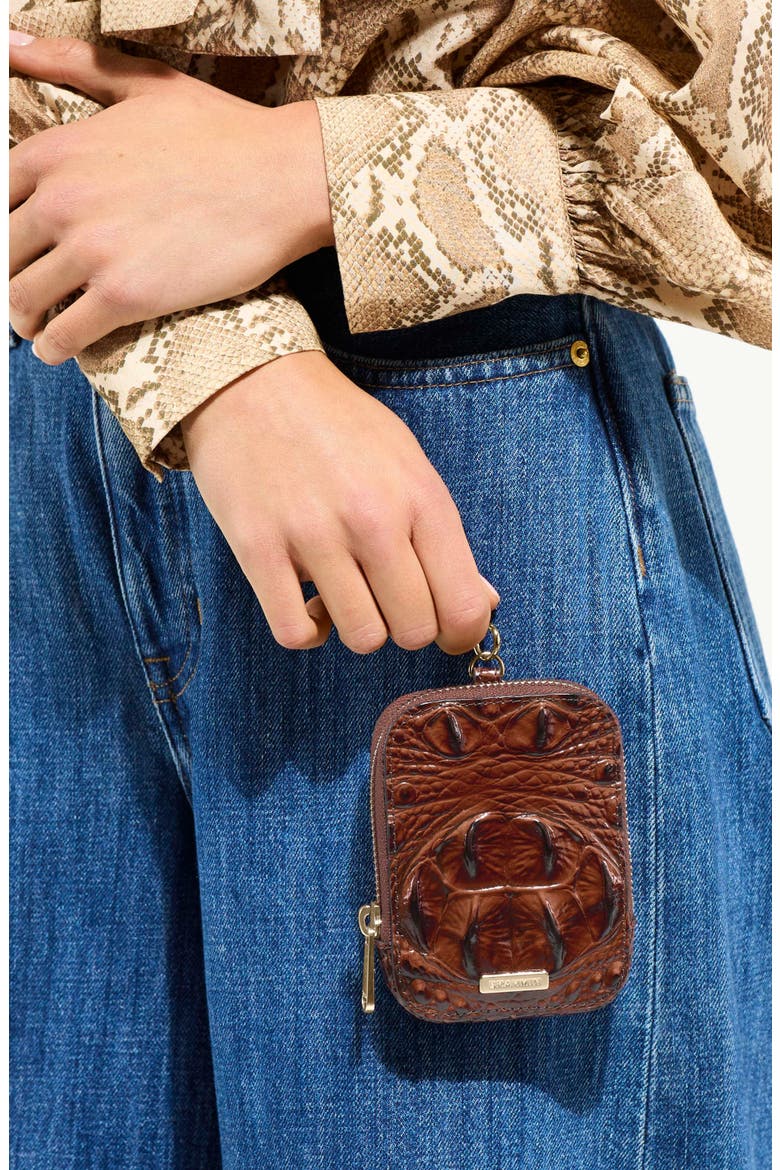 Katelynn Croc Embossed Leather Coin Pouch, Alternate, color, OLIVE