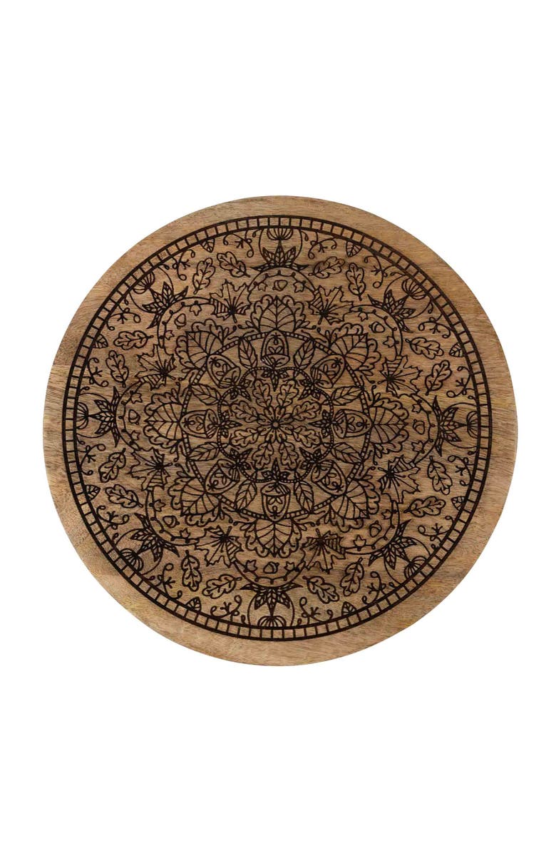 Ten Thousand Villages Mandala Wooden Lazy Susan, Main, color, Brown