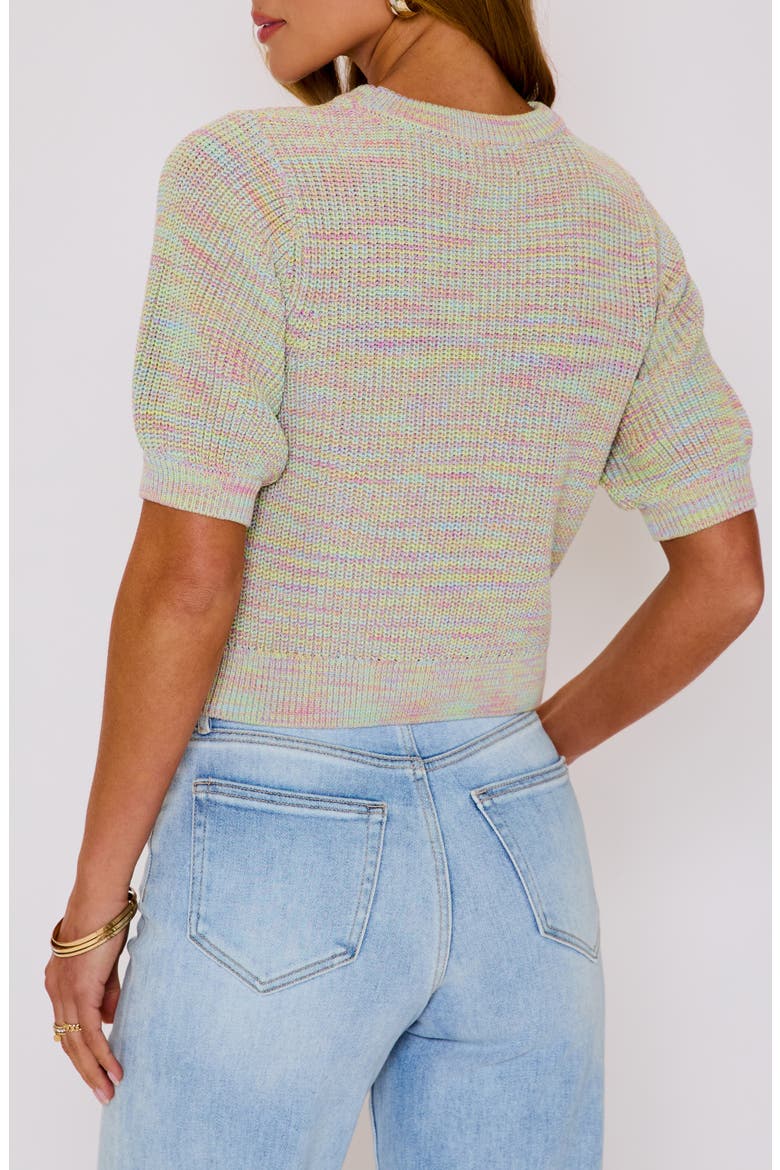 Eye Candy Mélange Puff Sleeve Cotton Sweater, Alternate, color, MULTI
