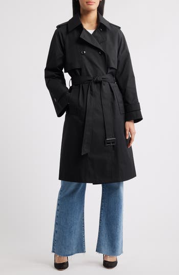 BCBG Max Azria Water Resistant Double Breasted Belted Trench