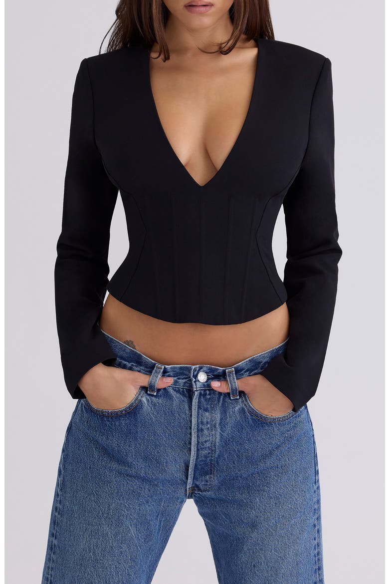 Danya Corset Crop Top, Main, color, BLACK