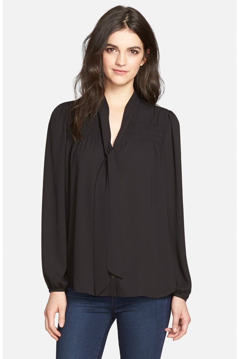 Tie Blouse (Nordstrom Exclusive), Main, color, BLACK