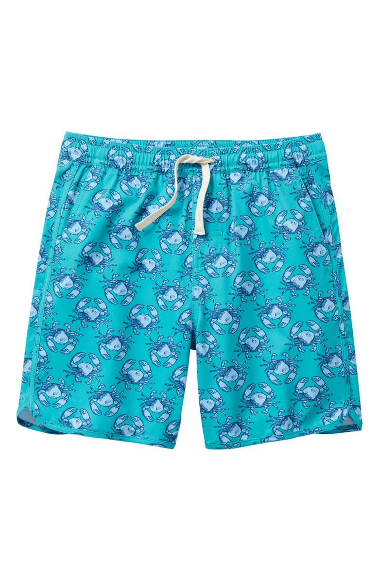 Fair Harbor Kids' Anchor Print Water Repellent Swim Trunks, Main, color, Green Crabs