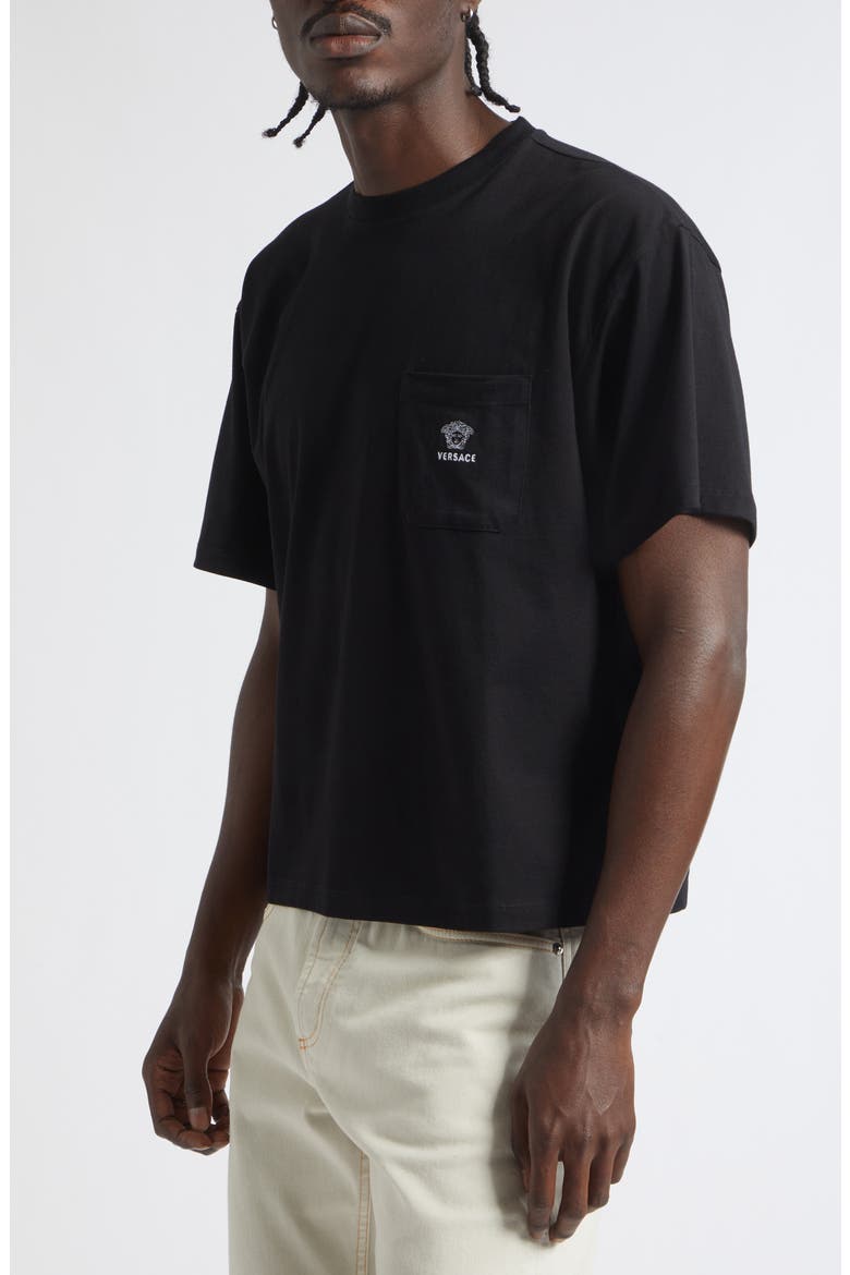 Embroidered Cotton Jersey Pocket T-Shirt, Alternate, color, BLACK