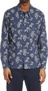 Vince Ikat Floral Print Cotton Button-Up Shirt Jacket