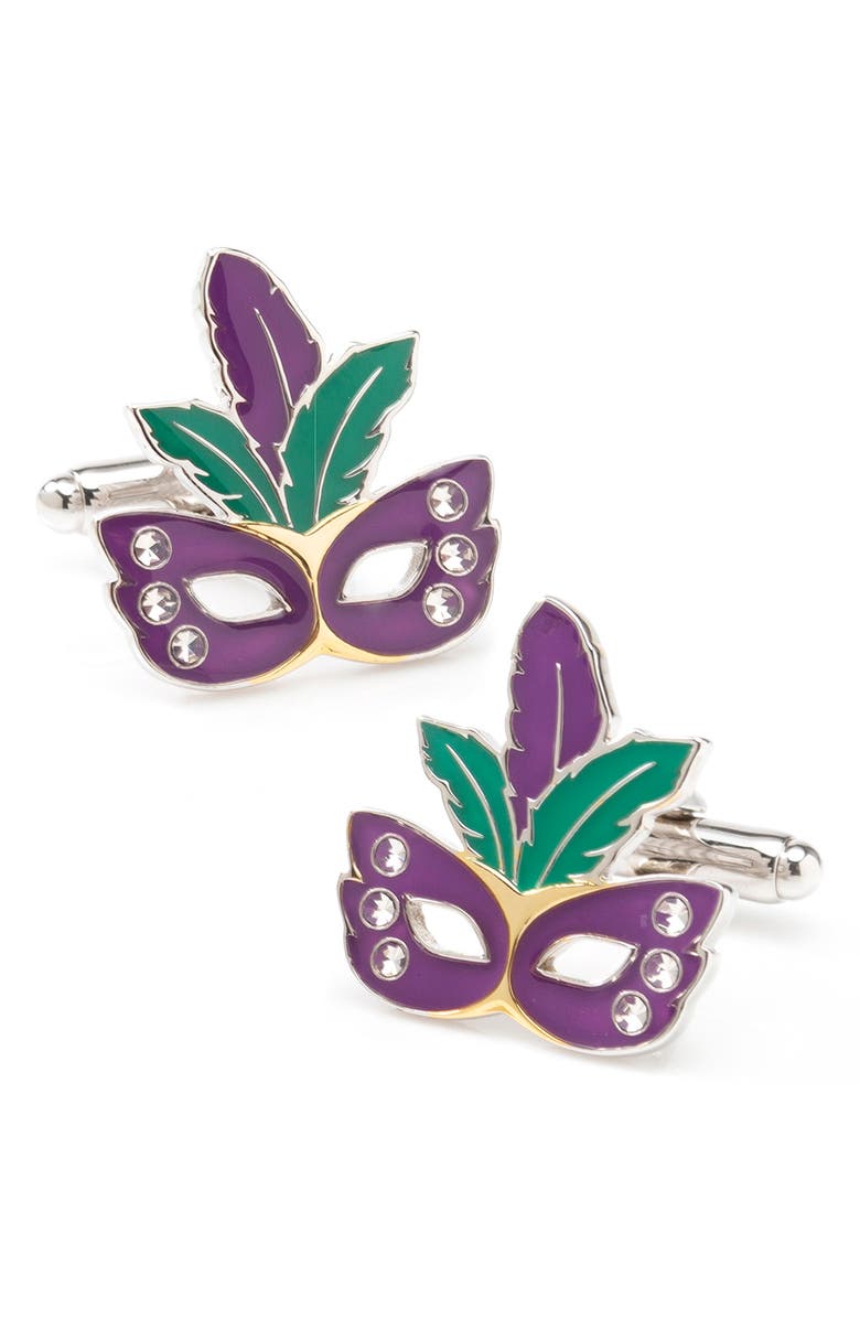 Cufflinks, Inc. Mardi Gras Mask Cuff Links, Main, color, 