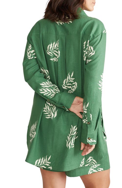 Universal Standard Dawn High/low Linen Blend Shirt In Green