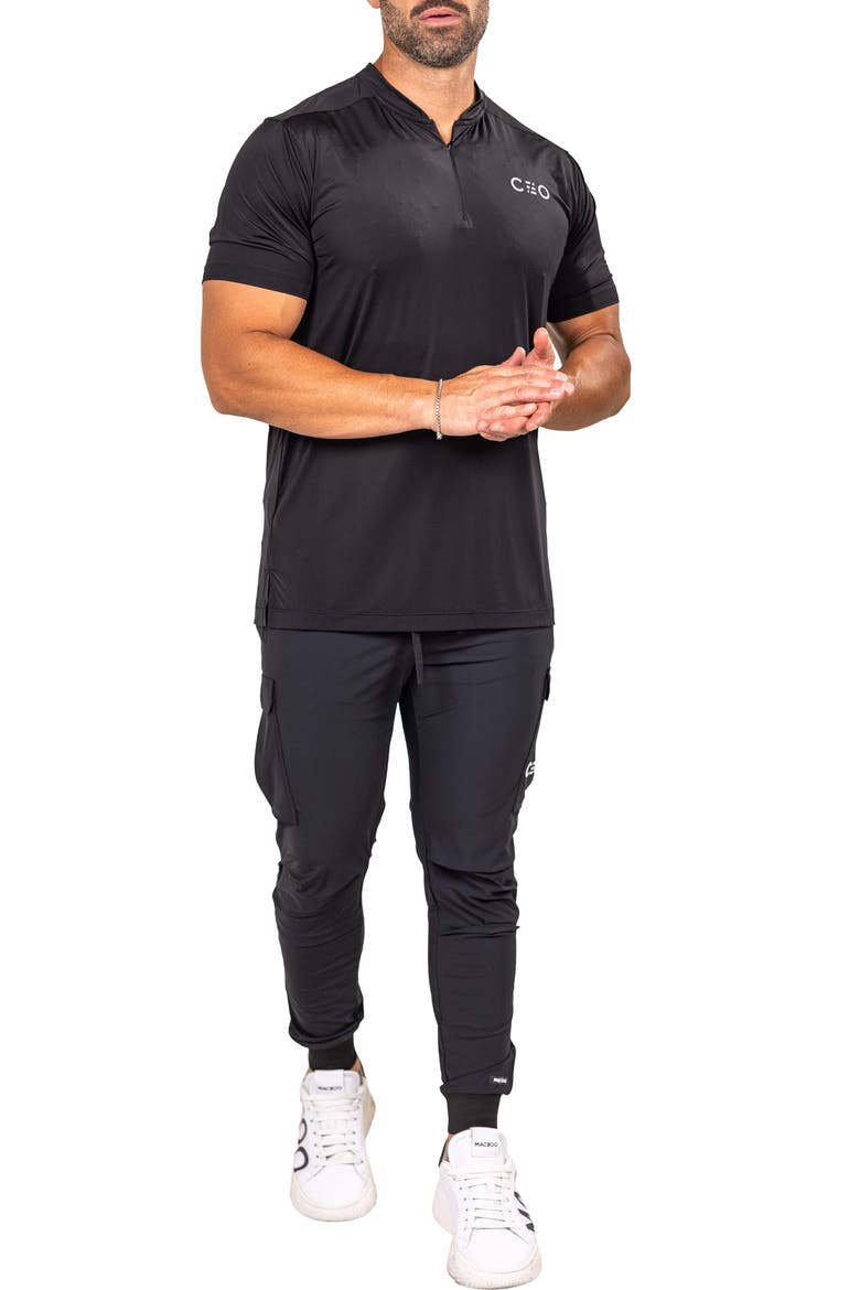 Athletic Quarter Zip Performance T-Shirt, Alternate, color, BLACK