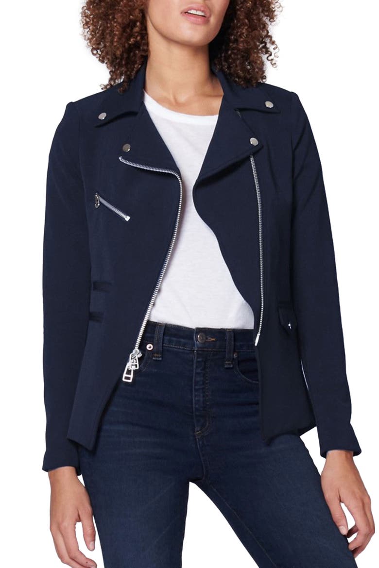 Hadley Neoprene Moto Jacket, Main, color, NAVY