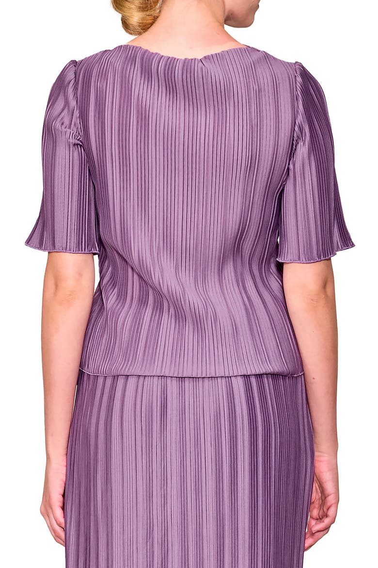 Elbow Sleeve Plissé Top, Alternate, color, PLUM