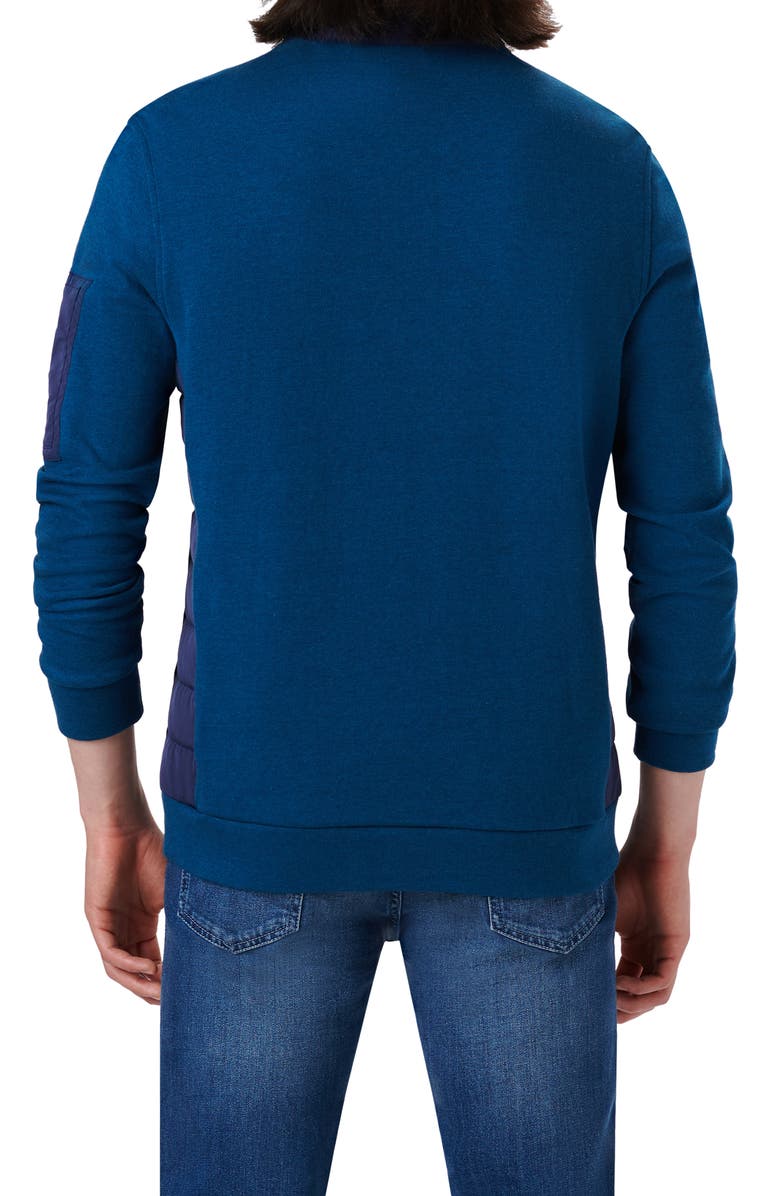 Bugatchi Mixed Media Quarter Zip Pullover, Alternate, color, Opal Blue