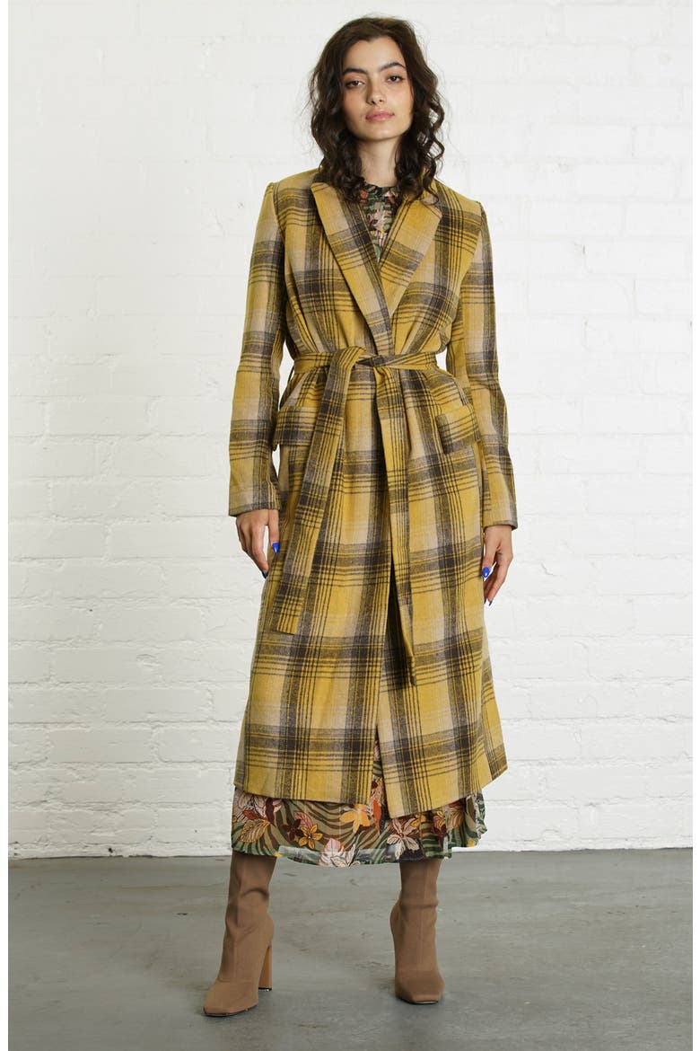Maggie Plaid Coat, Alternate, color, YELLOW