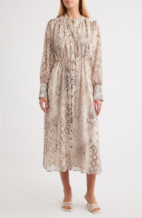 Snake Printed Midi Shirtdress