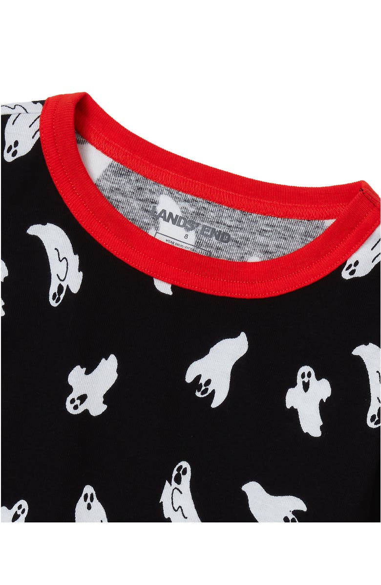 Lands' End Kids Pattern Snug Fit Pajama Set, Alternate, color, Black With Happy Ghosts