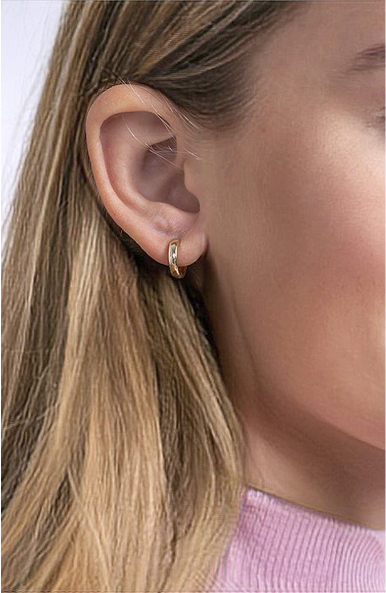 In Season Jewelry Rounded Classic Gold Plated Huggie Hoops, Alternate, color, Gold