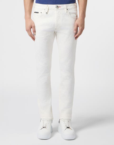 Super Straight Cut Jeans Embroidery Monogram Men