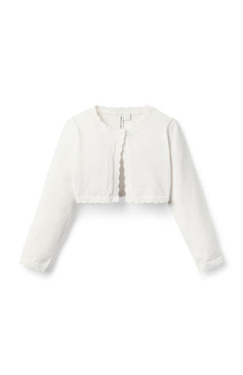 Crocket Trim Cropped Cardigan (Toddler, Little Kid, Big Kid)