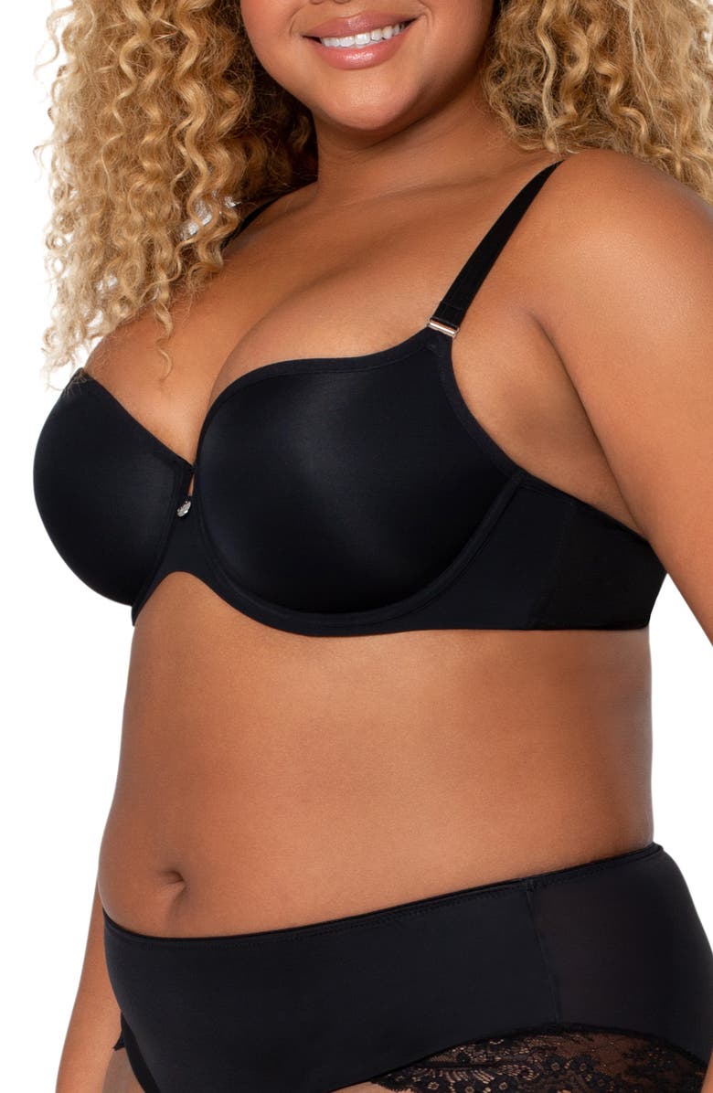 Curvy Couture Tulip Smooth Convertible Underwire Push-Up Bra, Alternate, color, Black