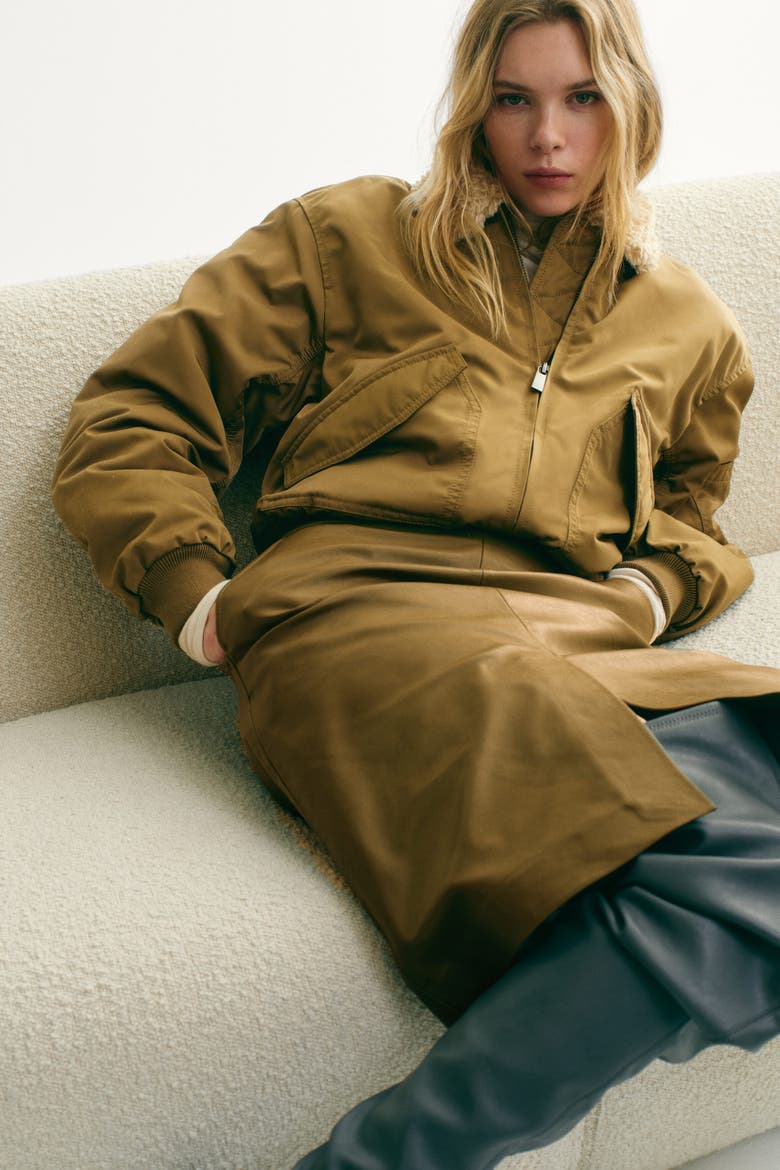 Collared Bomber Jacket, Alternate, color, Khaki green