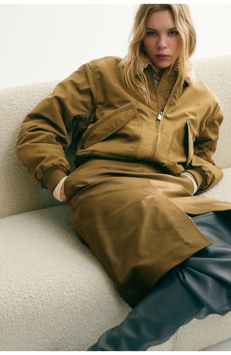 H&M Collared Bomber Jacket, Alternate, color, Khaki Green